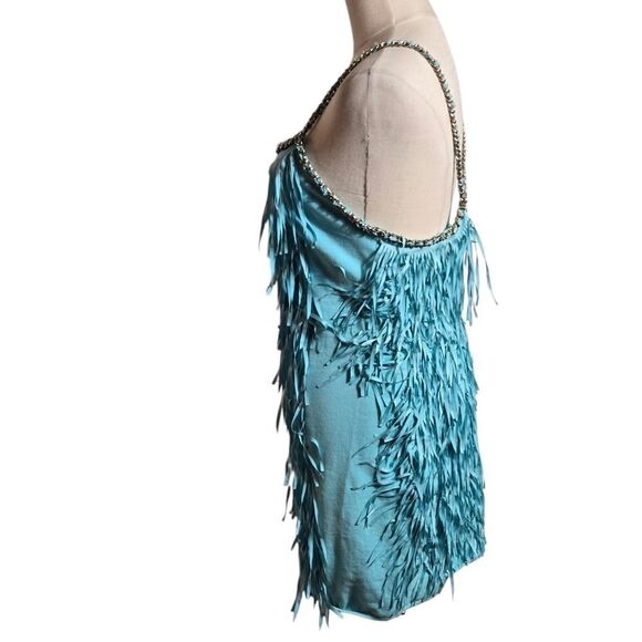 Agatha Stretch Green Fringe Mini Dress - Picture 5 of 7